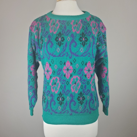 Susan Ess Sweaters - Vintage Susan Ess Floral Sweater
